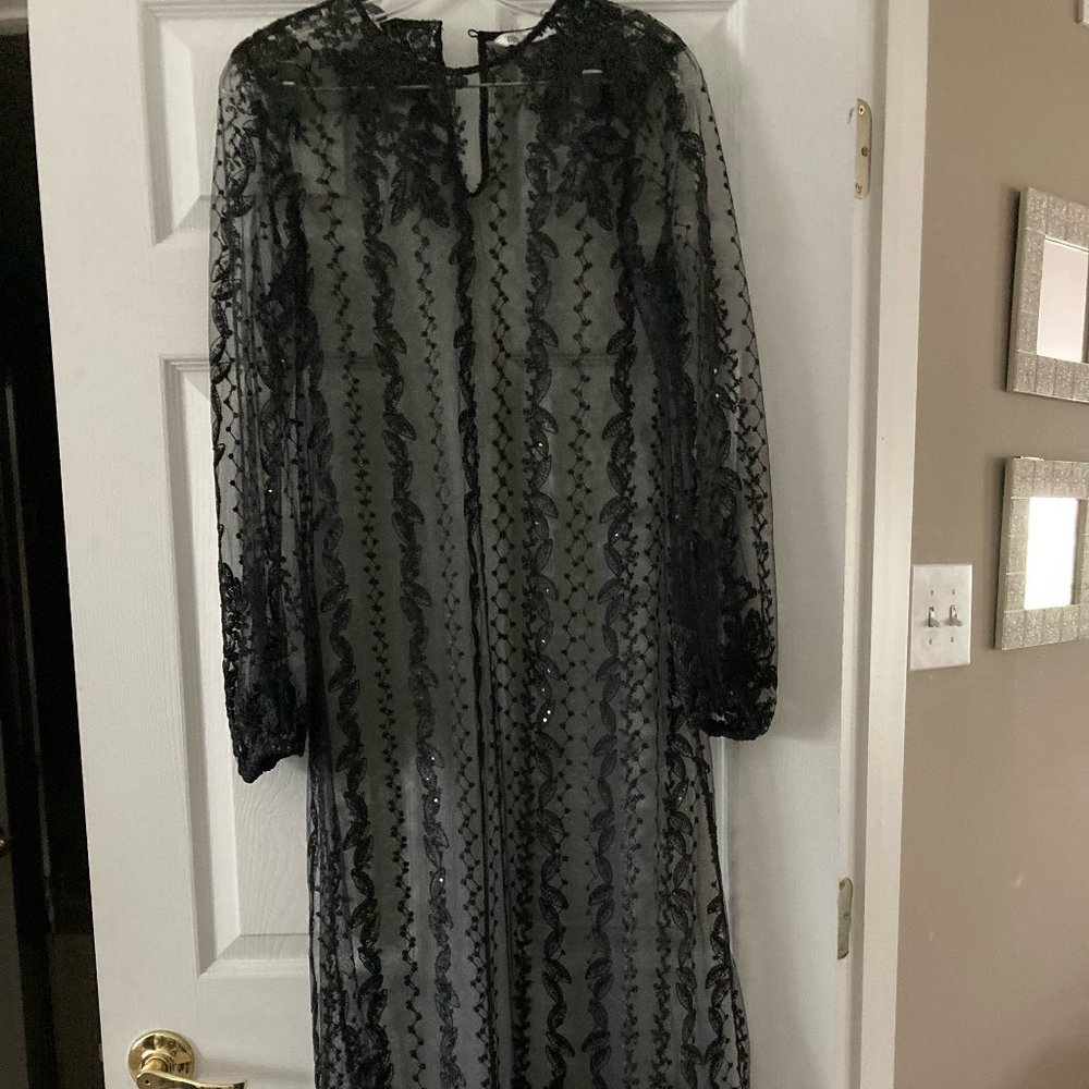 sheer patterned long dress szP